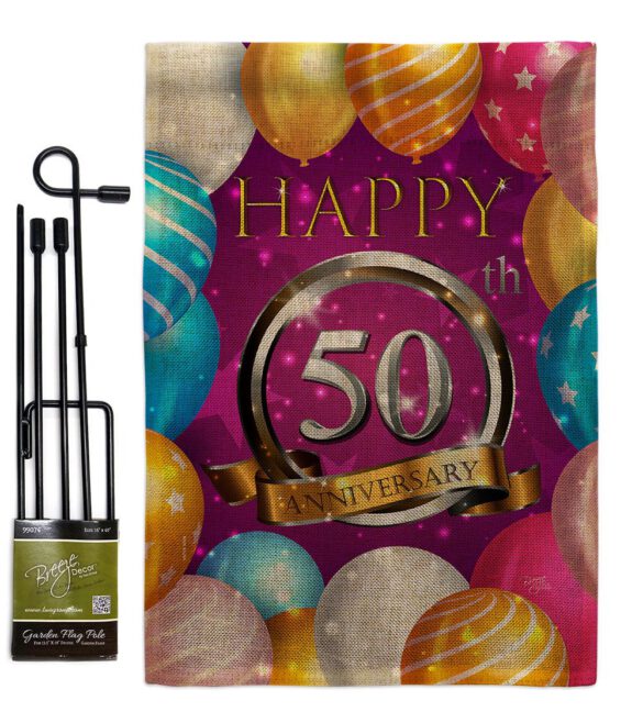 Happy 50th Anniversary - Family Special Occasion Vertical Impressions Decorative Flags HG115193 Made In USA - Image 14