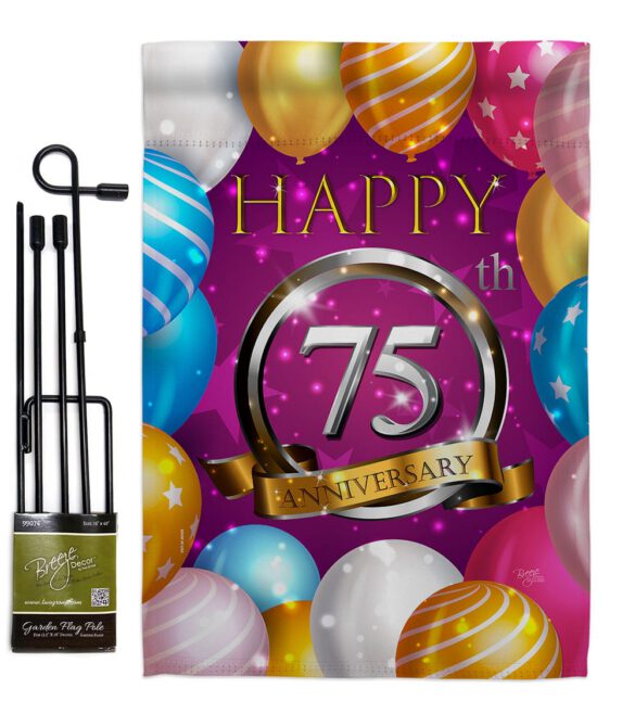 Happy 75th Anniversary - Family Special Occasion Vertical Impressions Decorative Flags HG115198 Made In USA - Image 4