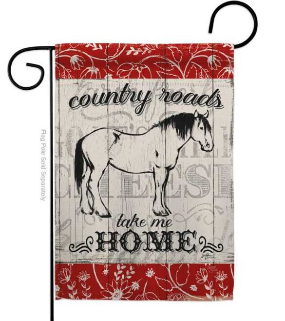 Country Roads Hores - Farm Animals Nature Vertical Impressions Decorative Flags HG110120 Made In USA