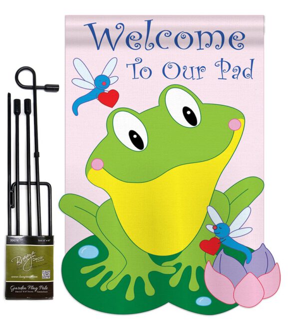 Friendly Frog - Farm Animals Nature Vertical Applique Decorative Flags HG110036 - Image 8