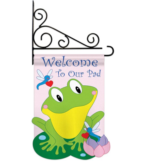 Friendly Frog - Farm Animals Nature Vertical Applique Decorative Flags HG110036 - Image 3