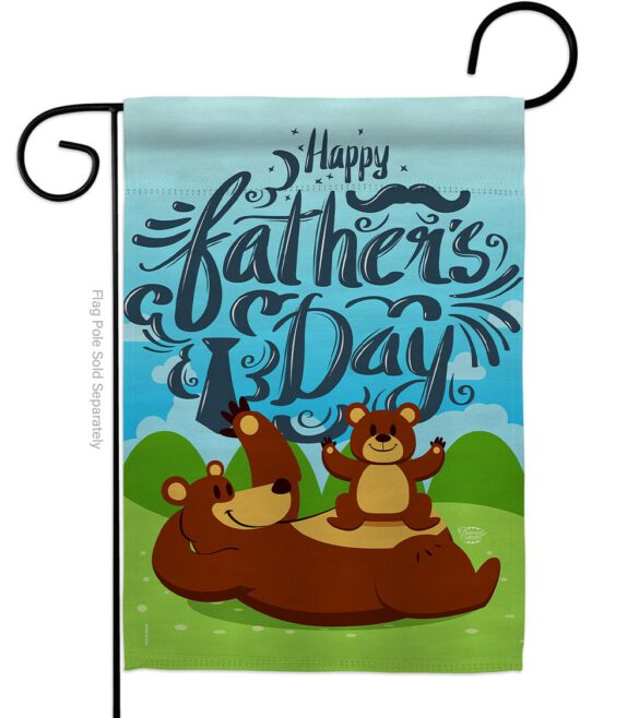 Beary Happy Father's Day - Father's Day Summer Vertical Impressions Decorative Flags HG192065 Made In USA
