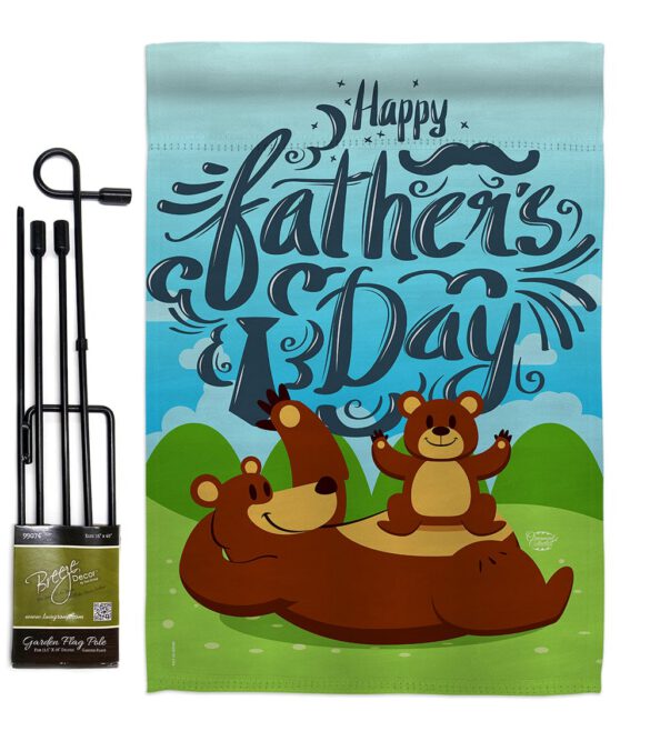 Beary Happy Father's Day - Father's Day Summer Vertical Impressions Decorative Flags HG192065 Made In USA - Image 4