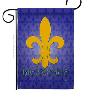 Bienvenue - Fleur De Lys Interests Vertical Impressions Decorative Flags HG118009 Made In USA