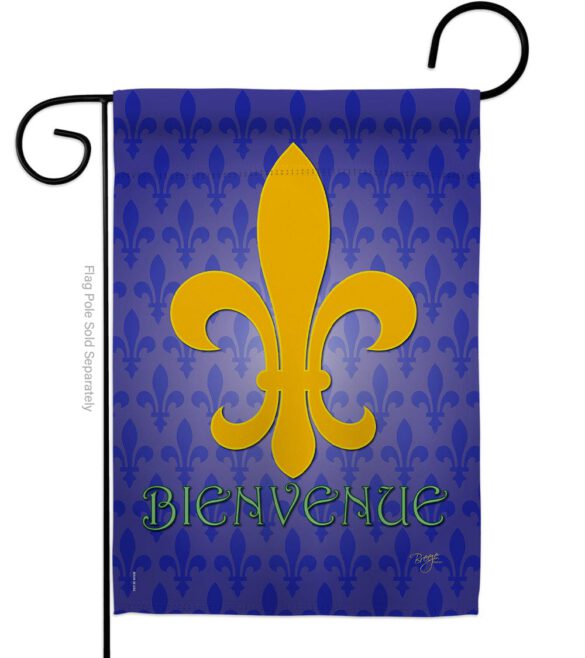 Bienvenue - Fleur De Lys Interests Vertical Impressions Decorative Flags HG118009 Made In USA