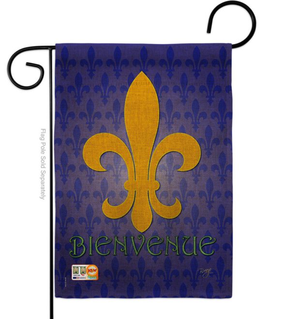 Bienvenue - Fleur De Lys Interests Vertical Impressions Decorative Flags HG118009 Made In USA - Image 8