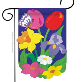 Floral Mix - Floral Spring Vertical Applique Decorative Flags HG104055