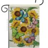 Butterflies On Sunflower - Floral Spring Vertical Impressions Decorative Flags HG104093 Made In USA
