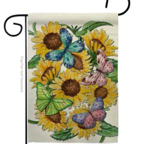 Butterflies On Sunflower - Floral Spring Vertical Impressions Decorative Flags HG104093 Made In USA