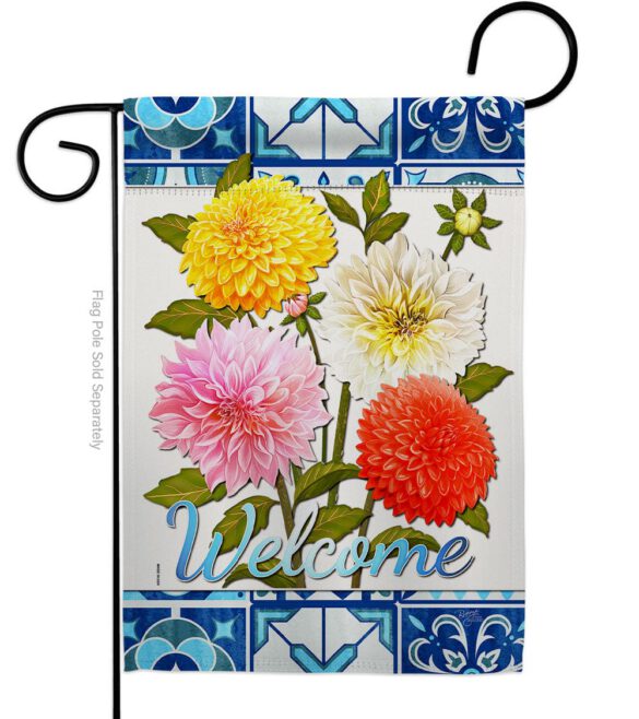 Dahlia Bouquet - Floral Spring Vertical Impressions Decorative Flags HG104107 Made In USA