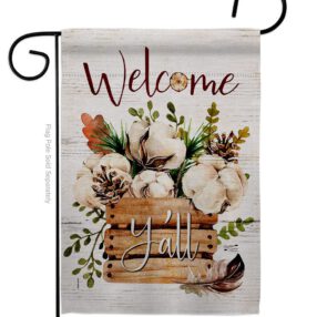 Cotton Bouquet Y'all - Floral Spring Vertical Impressions Decorative Flags HG137504 Made In USA
