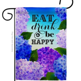 Eat Drink Happy - Floral Spring Vertical Impressions Decorative Flags HG192535 Made In USA