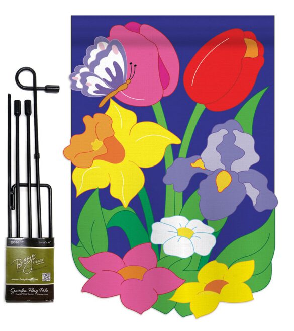 Floral Mix - Floral Spring Vertical Applique Decorative Flags HG104055 - Image 2
