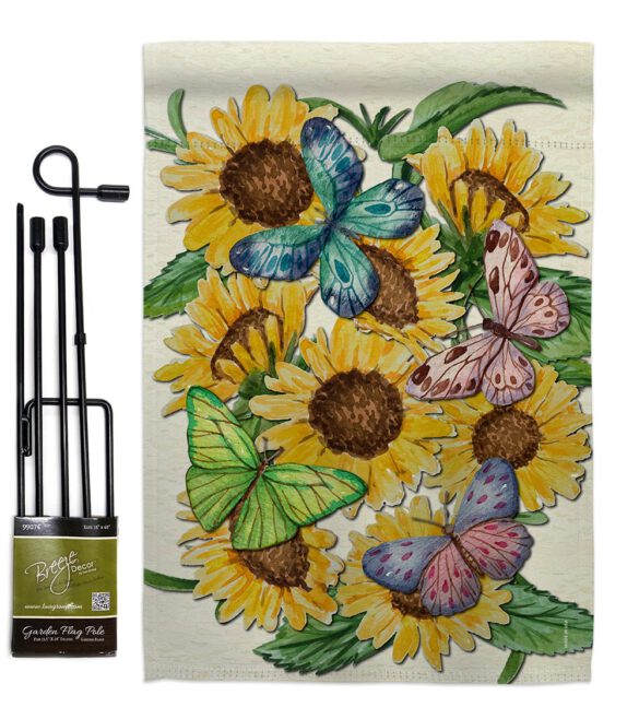 Butterflies On Sunflower - Floral Spring Vertical Impressions Decorative Flags HG104093 Made In USA - Image 4