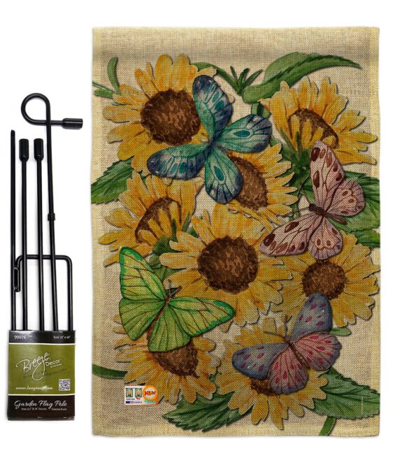 Butterflies On Sunflower - Floral Spring Vertical Impressions Decorative Flags HG104093 Made In USA - Image 9