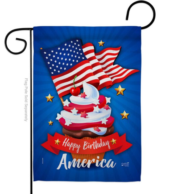 Happy Birthday America - Fourth of July Americana Vertical Impressions Decorative Flags HG137073 Made In USA