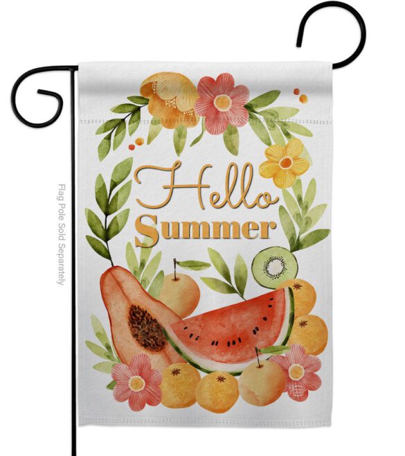 Hello Fruity - Fruits Food Vertical Impressions Decorative Flags HG192604 Made In USA
