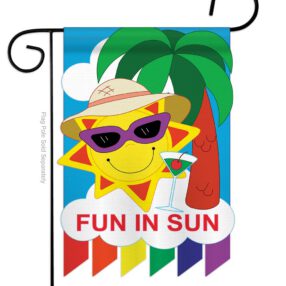 Fun in Sun - Fun In The Sun Summer Vertical Applique Decorative Flags HG106036