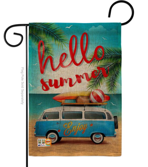Hello Summer, Enjoy Bus - Fun In The Sun Summer Vertical Impressions Decorative Flags HG106084 Made In USA - Image 8