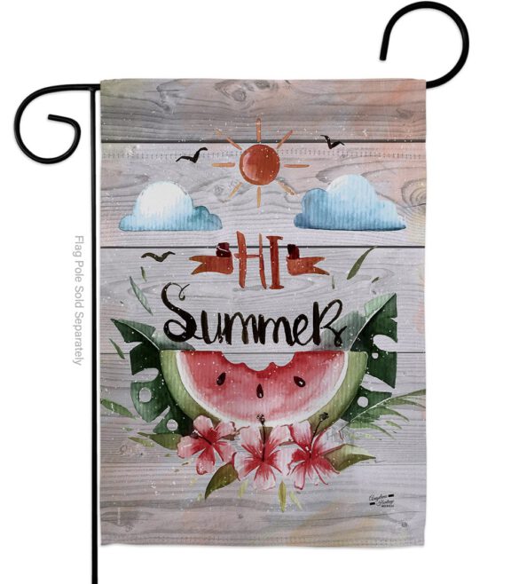 Hi Summer - Fun In The Sun Summer Vertical Impressions Decorative Flags HG137017 Made In USA