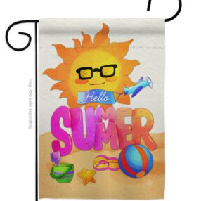 Hello Summer - Fun In The Sun Summer Vertical Impressions Decorative Flags HG192397 Made In USA