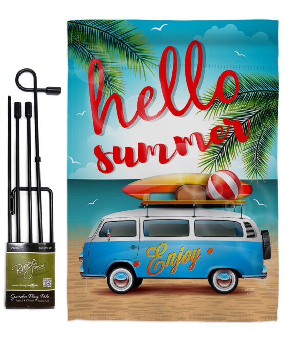 Hello Summer, Enjoy Bus - Fun In The Sun Summer Vertical Impressions Decorative Flags HG106084 Made In USA - Image 4