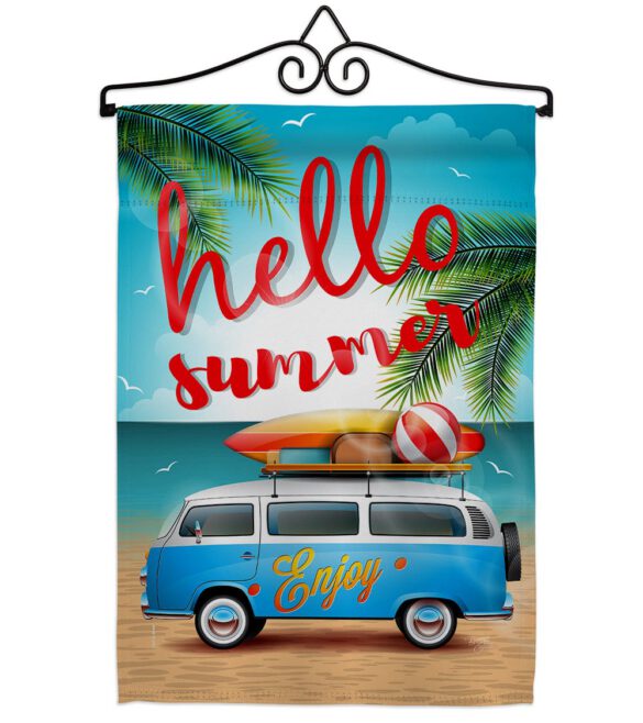 Hello Summer, Enjoy Bus - Fun In The Sun Summer Vertical Impressions Decorative Flags HG106084 Made In USA - Image 7