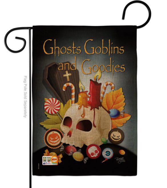 Ghosts Goblins and Goodies - Halloween Fall Vertical Impressions Decorative Flags HG112007 Made In USA - Image 8