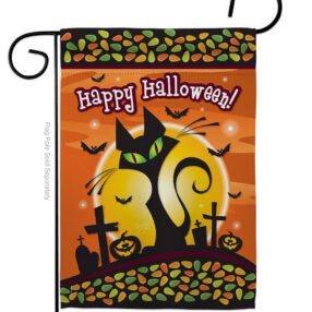 Halloween Black Cat - Halloween Fall Vertical Impressions Decorative Flags HG112050 Made In USA