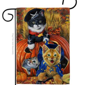 Halloween Kittens - Halloween Fall Vertical Impressions Decorative Flags HG112058 Made In USA
