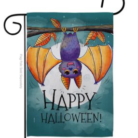 Happy Halloween Bat - Halloween Fall Vertical Impressions Decorative Flags HG112076 Made In USA