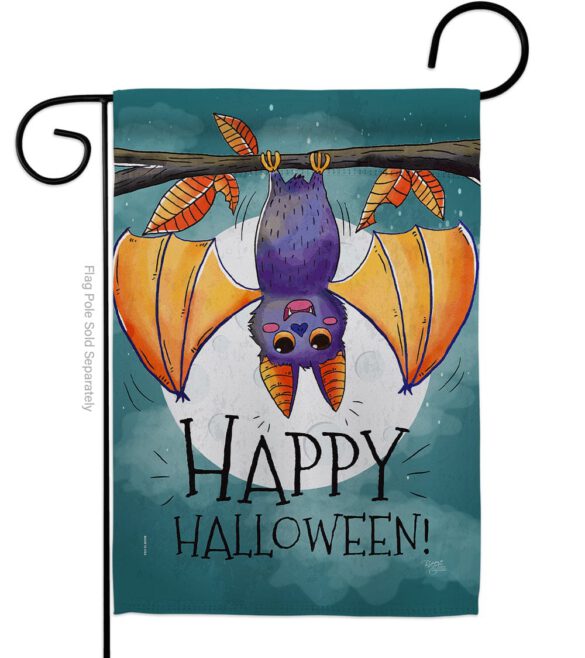 Happy Halloween Bat - Halloween Fall Vertical Impressions Decorative Flags HG112076 Made In USA