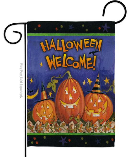 Halloween Welcome - Halloween Fall Vertical Impressions Decorative Flags HG112079 Made In USA