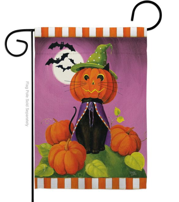Happy Haunting Cat - Halloween Fall Vertical Impressions Decorative Flags HG112094 Made In USA