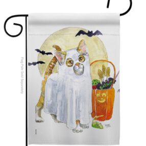 Ghost Cat - Halloween Fall Vertical Impressions Decorative Flags HG112097 Made In USA