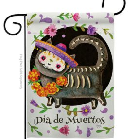 Dia De Muertos Cat - Halloween Fall Vertical Impressions Decorative Flags HG112114 Made In USA