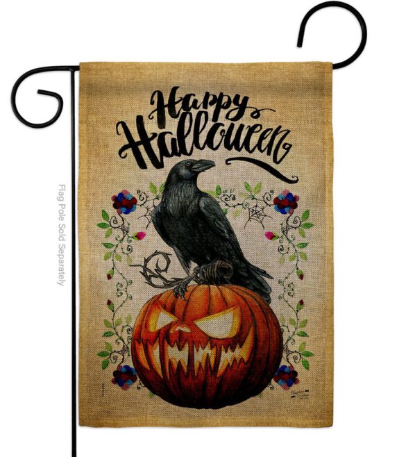 Crow & Pumpkin - Halloween Fall Horizontal Impressions Decorative Flags HG130411 Made In USA - Image 22