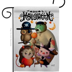 Halloween Friends - Halloween Fall Horizontal Impressions Decorative Flags HG130413 Made In USA
