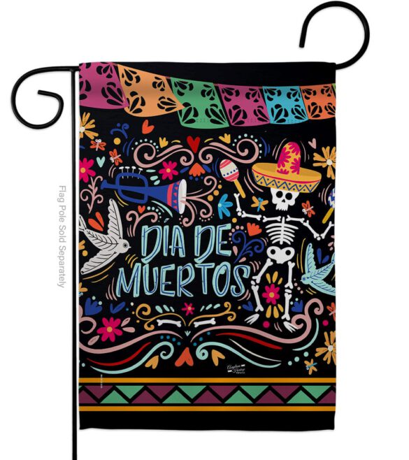 Colorful Dia de Muertos - Halloween Fall Vertical Impressions Decorative Flags HG137071 Made In USA