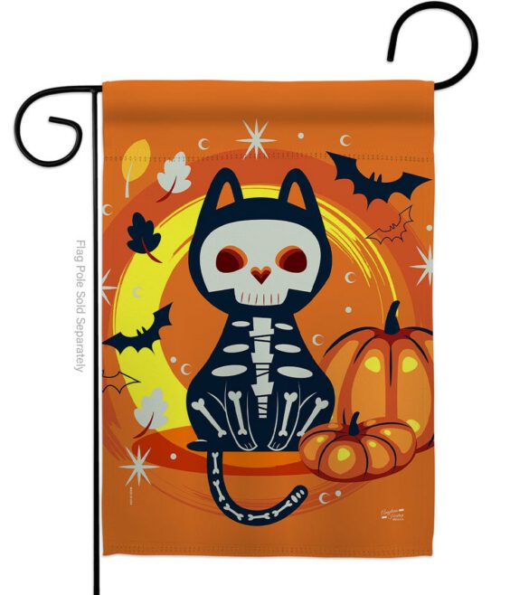 Halloween Black Cat - Halloween Fall Vertical Impressions Decorative Flags HG137265 Made In USA