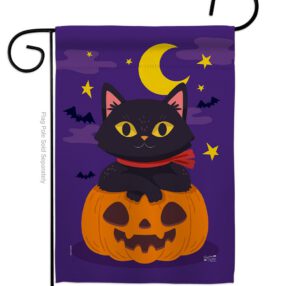 Halloween Kitty - Halloween Fall Vertical Impressions Decorative Flags HG137297 Made In USA