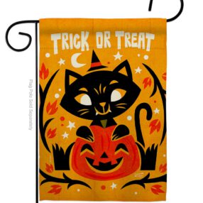 Happy Black Cat - Halloween Fall Vertical Impressions Decorative Flags HG137577 Made In USA