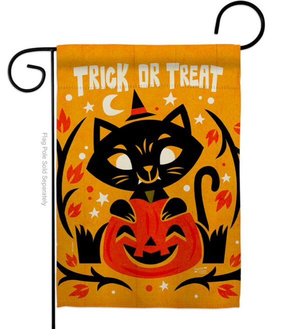 Happy Black Cat - Halloween Fall Vertical Impressions Decorative Flags HG137577 Made In USA