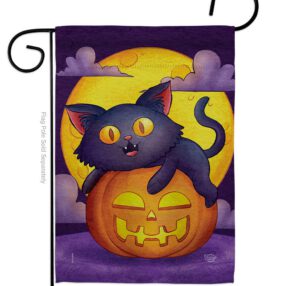 Halloween Kitty - Halloween Fall Vertical Impressions Decorative Flags HG190170 Made In USA