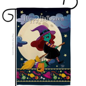 Happy Halloween Witch - Halloween Fall Vertical Impressions Decorative Flags HG192218 Made In USA