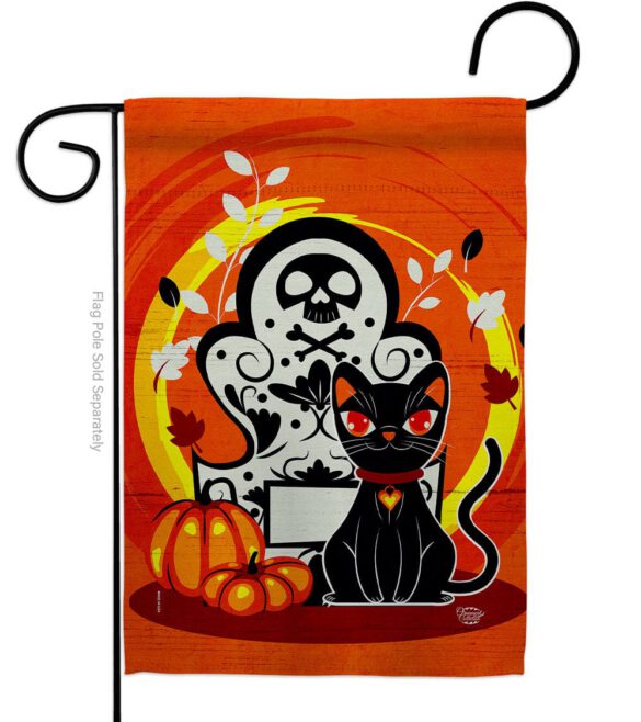 Halloween Kitty - Halloween Fall Vertical Impressions Decorative Flags HG192652 Made In USA
