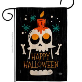 Happy Skull - Halloween Fall Vertical Impressions Decorative Flags HG192664 Made In USA