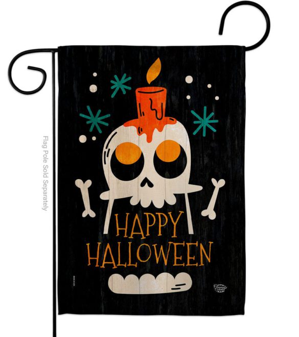 Happy Skull - Halloween Fall Vertical Impressions Decorative Flags HG192664 Made In USA