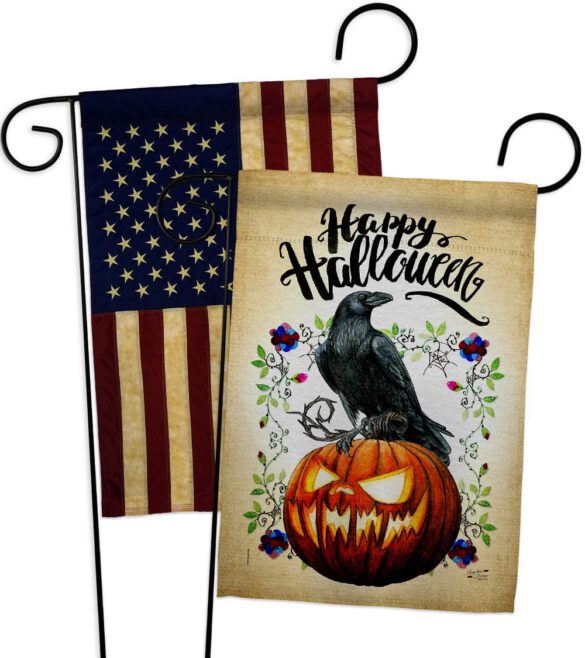 Crow & Pumpkin - Halloween Fall Horizontal Impressions Decorative Flags HG130411 Made In USA - Image 7