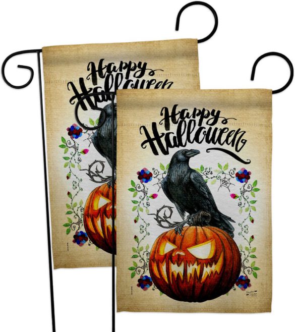 Crow & Pumpkin - Halloween Fall Horizontal Impressions Decorative Flags HG130411 Made In USA - Image 11
